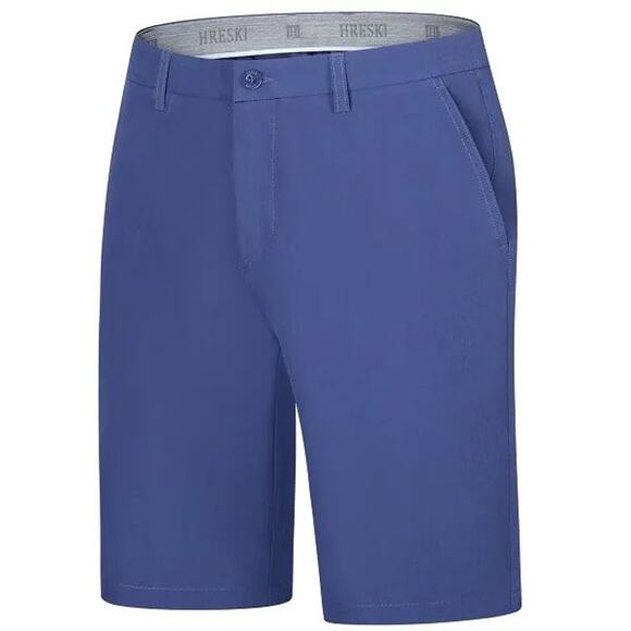 Hreski Mens Performance Golf Shorts Dk Blue Size 36 Button Front With Pockets - Picture 2 of 12